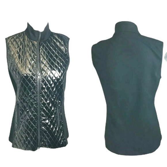 J'Envie Jackets & Blazers - J'Envie Longline Vest Patent Faux Leather Black